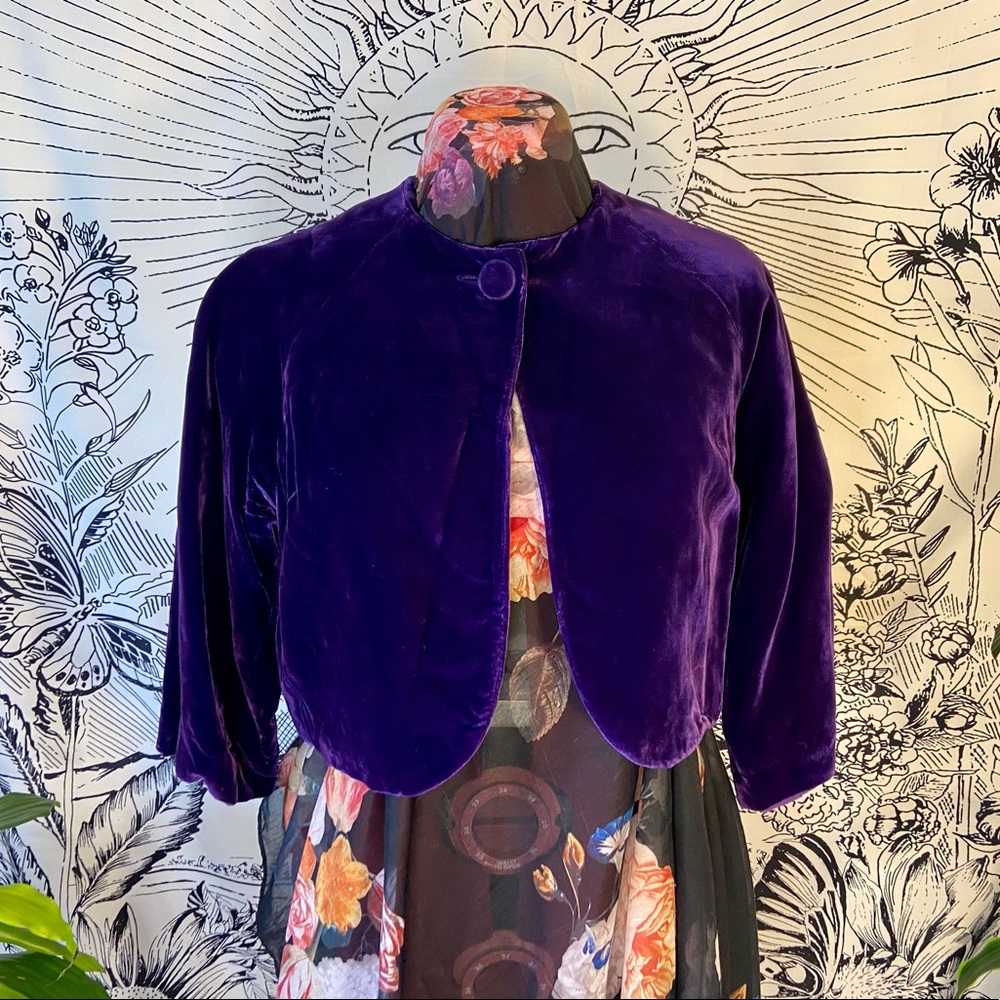 Vintage 1960s Purple Silk Velvet Shrug Jacket
